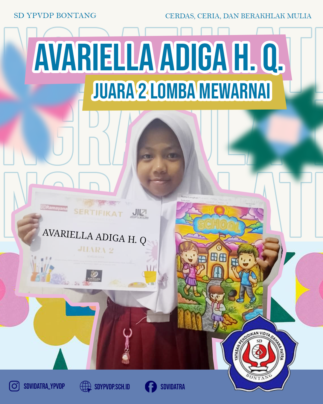 Avariella Adiga H.Q meraih Juara 2 Lomba Mewarnai