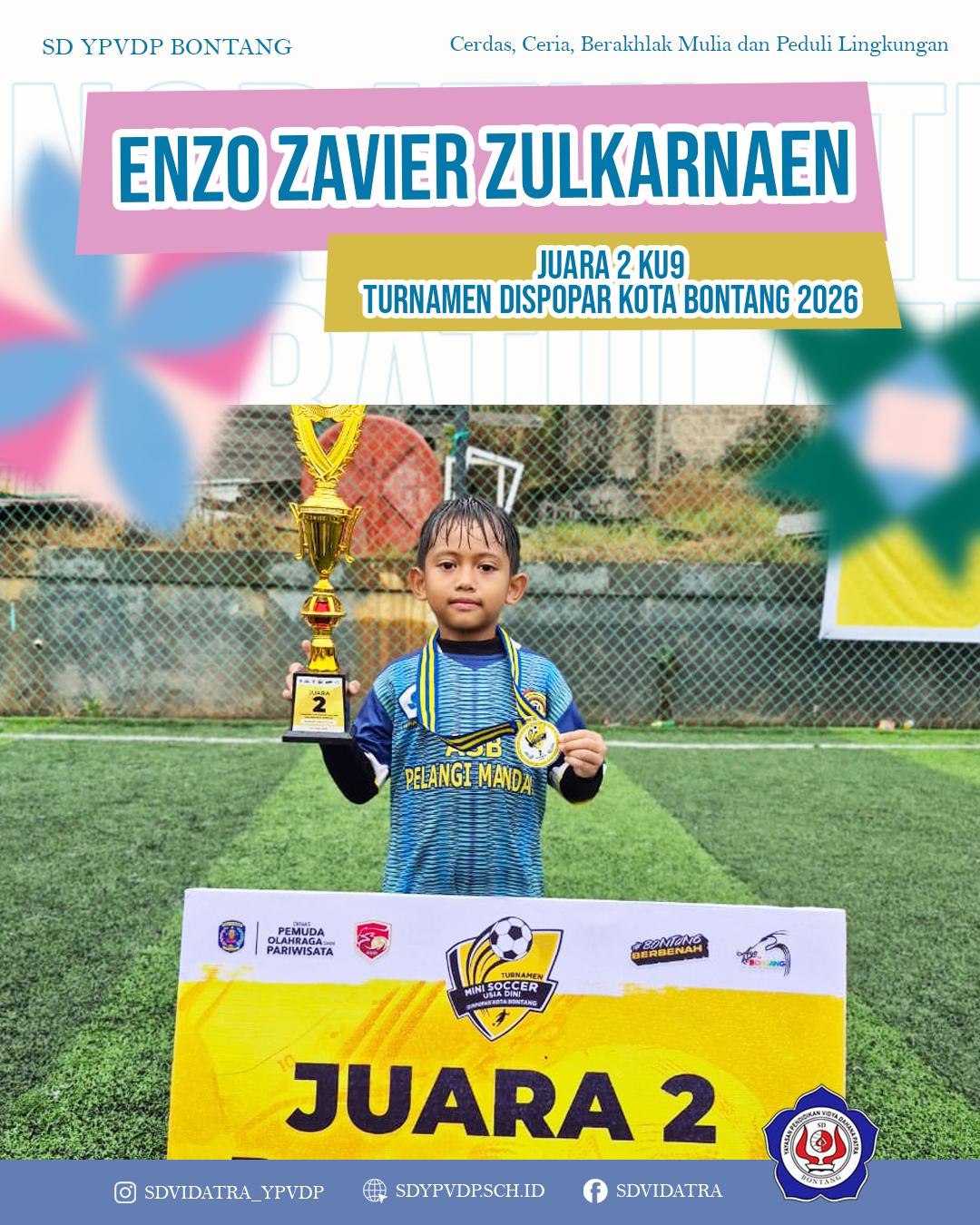 Enzo Berhasil Meraih Juara 2 KU 9 dalam ajang Turnamen Dispopar Kota Bontang 2026