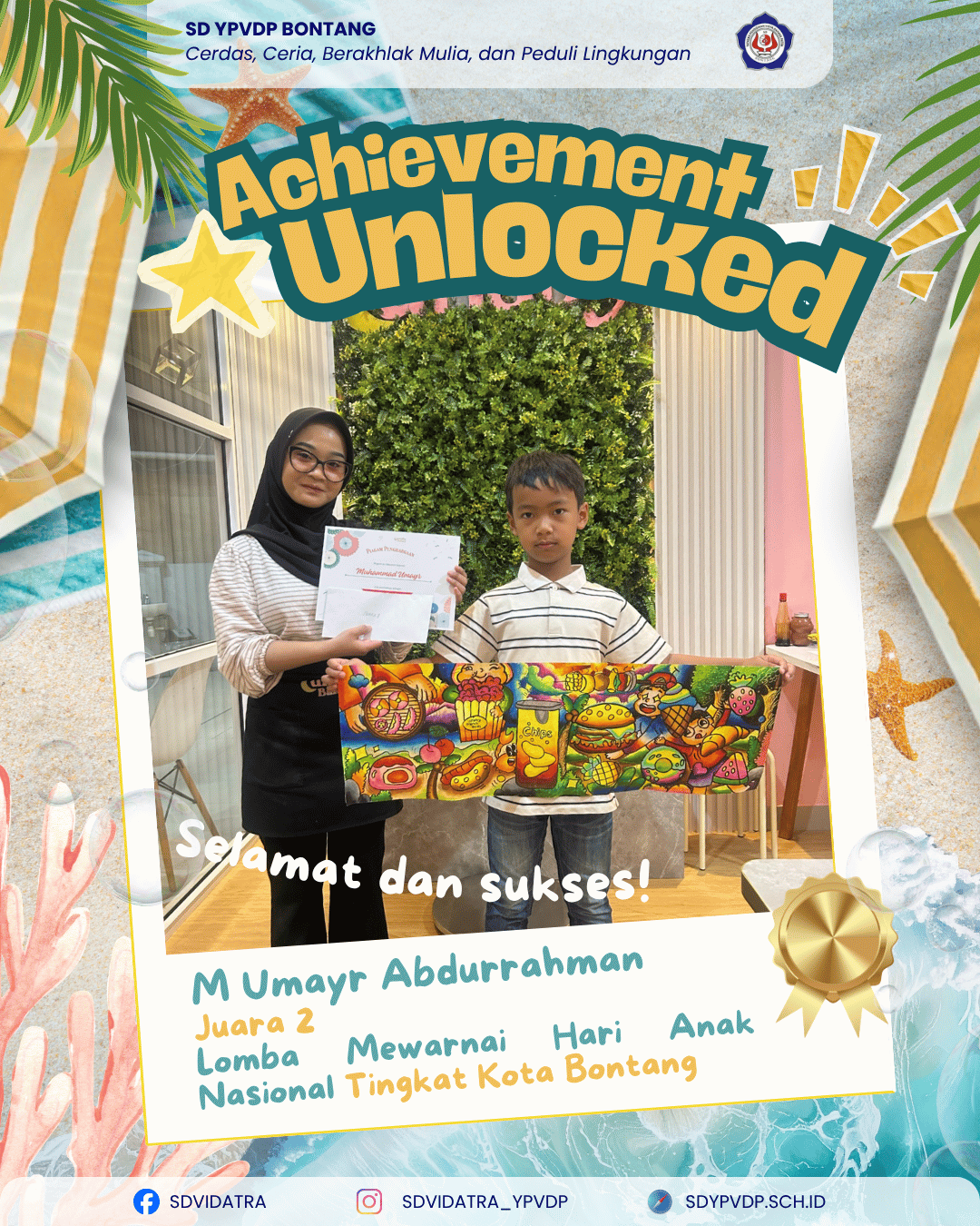 Muhammad Umayr Abdurrahman Raih Juara 2 Lomba Mewarnai dalam Rangka Hari Anak Nasional