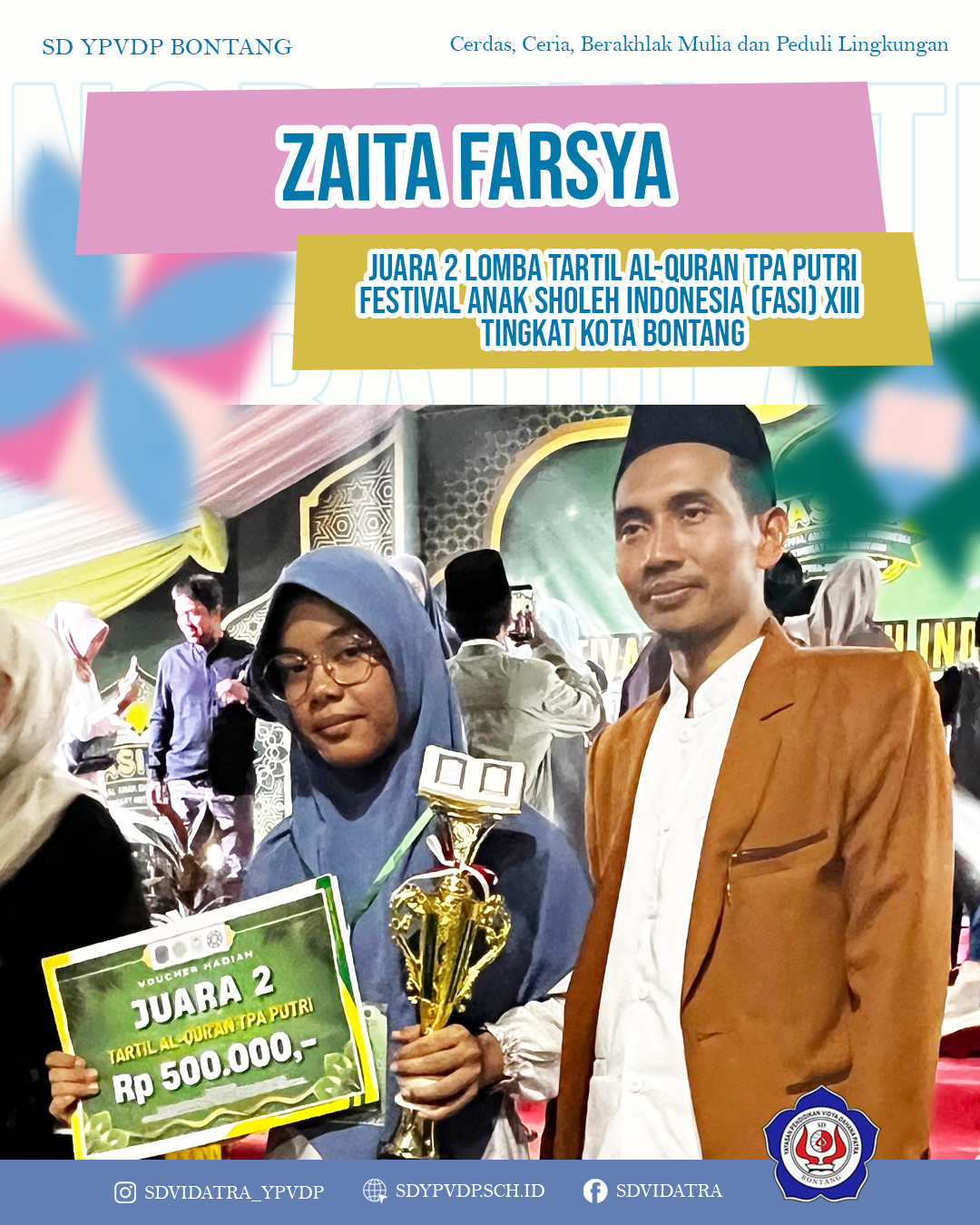 Zaita Farsya Raih Juara 2 Lomba Tartil Putri pada FASI XIII Tingkat Kota Bontang